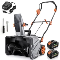 Outsunny 40V 18" Cordless Snow Blower with PU Auger, 1400W Brushless Motor, 12" Depth, Two 4.0Ah Batteries, A Fast Charger(m-2)