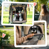 PawHut Pet Stroller Foldable Carrier for Cat, Dog and More 4 Wheels Travel Jogger with Cup Holder, Storage Basket, 360 ° swiveling front wheels, Easy Fold, Coffee(m-9)