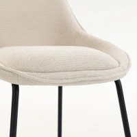 HOMCOM Bar Stools Set of 2 Chenille Barstools Counter Height Bar Chairs Backrest Footrest Cream White(m-10)