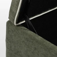 HOMCOM Storage Ottoman Bench, Linen-Look Upholstered Seat, 264 LBS Capacity, End of Bed Bench, Green(m-11)