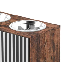 PawHut Raised Dog Bowls with Storage, Slow Feeder,  2 Stainless Steel Food and Water Bowl Non-Slip, Rustic Brown(m-11)