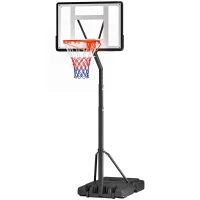 Soozier Portable Basketball Hoop System Stand with Backboard, Wheels, Height Adjustable 8FT-10FT for Outdoor Use, Black(m-11)