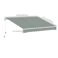 Outsunny 11' x 10' Retractable Awning Fabric Replacement Outdoor Sunshade Canopy Awning Cover, UV Protection, Green and White(m-3)
