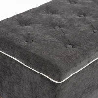 HOMCOM Storage Ottoman Bench, Linen-Look Upholstered Seat, 264 LBS Capacity, End of Bed Bench, Dark Grey(m-9)