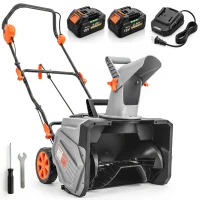 Outsunny 40V 18" Cordless Snow Blower with PU Auger, 1400W Brushless Motor, 12" Depth, Two 4.0Ah Batteries, A Fast Charger(m-13)