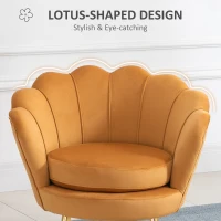 HOMCOM Modern Accent Chair, Velvet-Touch Fabric Leisure Club Chair with Gold Metal Legs for Bedroom, Yellow(m-4)