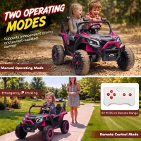 Qaba 24V 2 Seater Ride On Truck Car for Kids with Remote Control, Dual Motors, 4-Wheel Suspension, Storage for Ages 3-8, Pink(m-7)