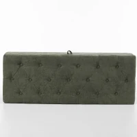 HOMCOM Storage Ottoman Bench, Linen-Look Upholstered Seat, 264 LBS Capacity, End of Bed Bench, Green(m-9)