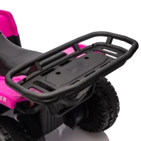 Qaba 12V Kids ATV, Electric Ride On Quad with Dual Motors, Soft Start, Battery Display, Music, Lights for 3-8 Years, Pink(m-10)