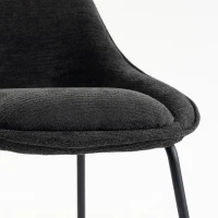 HOMCOM Bar Stools Set of 2 Chenille Barstools Counter Height Bar Chairs Backrest Footrest Black(m-10)