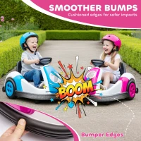 Qaba 6V Bumper Car, Electric Car for Kids with Slow Start, 360° Spin, Music and Horn for 37-72 Months, Pink(m-6)