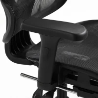 HOMCOM Ergonomic Office Chair with Lumbar Support, 2D Headrest, Mesh Reclining Desk Chair with Footrest, Swivel Wheels, Black(m-10)