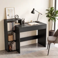 HOMCOM Desk with Storage, Computer Desk with 3 Open Shelves and Drawer Black(m-7)