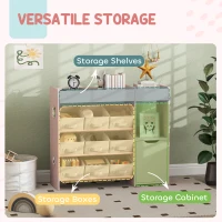Qaba Toy Storage Organizer with 9 Non-Woven Fabric Boxes, Storage Cabinet & Shelves, for Kids Room, Nursery, Playroom Pink(m-4)