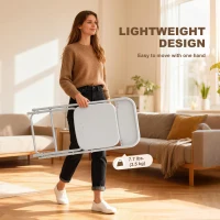 HOMCOM 4 Pack Folding Chairs with Drain Holes, Metal Frame, Portable Lightweight Chairs for Home, Office, White(m-6)