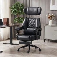 HOMCOM Big and Tall Office Chair with Adjustable Headrest, 500 lbs, Wide Seat, Lumbar Support, Desk Chair, Footrest(m-10)