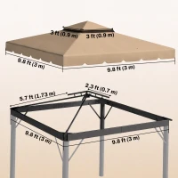 Outsunny 10' x 10' Replacement Canopy, Gazebo Top Cover with Double Vented Roof for Garden Patio (TOP ONLY), Khaki(m-3)