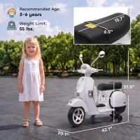 Qaba 12V Kid Motorcycle, Electric Motorbike with Training Wheels, Rear Suspension, Steering Limitation for 3-6 Years, White(m-3)