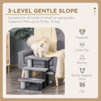 PawHut Cat Stairs for Bed, Couch 3 Steps, Small Cat Tree for Indoor Cats with Scratching Posts Toy Ball, 17.5" x 15.5" x 19"(m-4)