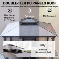 Outsunny Outside Porch BBQ Cooking Pergola Canopy with 6 Hooks for Utensils and Double Venting Roof, Coffee(m-4)