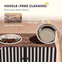 PawHut Raised Dog Bowls with Storage, Slow Feeder,  2 Stainless Steel Food and Water Bowl Non-Slip, Rustic Brown(m-6)