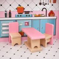 Qaba Wooden Doll House, Large 3-Storey Modern Dollhouse with 6 Rooms and 10 Accessories, for Girls Boys 3-6 Years, Pink(m-12)