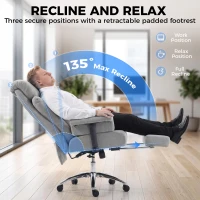 HOMCOM 550lbs Big and Tall Office Chair, Heavy Duty Executive Desk Chair with Adjustable Padded Armrests and High Back, Grey(m-6)