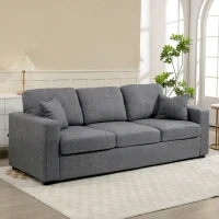 HOMCOM Modern Upholstered Couch, 3 Seater Sofa with Thick Spring Cushions and Deep Seat for Living Room, Dark Grey(m-1)