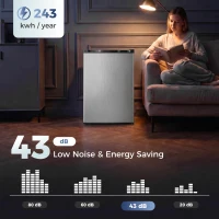 HOMCOM 3.2 Cu Ft Mini Fridge with Chiller Box, Single Door Compact Refrigerator, Adjustable Thermostat, Reversible Door, Silver(m-7)