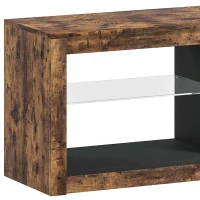 HOMCOM TV Stand Cabinet with LED Lights and Remote Control for TVs up to 65" with Storage Shelves and Compartment Rustic Brown(m-8)