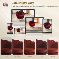 HOMCOM Modern Accent Chair, Velvet-Touch Fabric Leisure Club Chair with Gold Metal Legs for Bedroom, Wine Red(m-10)
