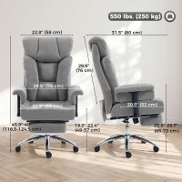 HOMCOM 550lbs Big and Tall Office Chair, Heavy Duty Executive Desk Chair with Adjustable Padded Armrests and High Back, Grey(m-3)