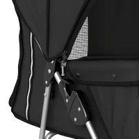 PawHut Pet Stroller with Reflective Strips, Foldable Cat Stroller with 360° Swivel Wheels for Small Dogs and Cats, Black(m-11)