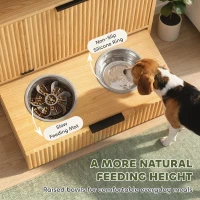 PawHut Dog Feeding Station Food Storage Container, Pet Feeding Station with 2 Pull Out Bowls, Tilt Out Storage Cabinet(m-5)