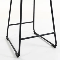 HOMCOM Bar Stools Set of 2 Chenille Barstools Counter Height Bar Chairs Backrest Footrest Black(m-12)