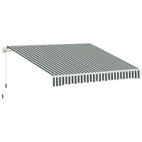Outsunny 11' x 10' Retractable Awning Fabric Replacement Outdoor Sunshade Canopy Awning Cover, UV Protection, Green and White(m-11)