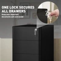 Vinsetto 3 Drawer Filing Cabinet, Lockable Steel Office Storage Cabinet with Hanging Bar for Letter, A4, Legal Files, Black(m-6)