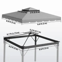 Outsunny 10' x 10' Gazebo Replacement Canopy, Gazebo Top Cover with Double Vented Roof for Garden Patio Outdoor TOP ONLY, Grey(m-3)