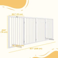 PawHut Free Standing Pet Gate, Foldable Dog Gates with 2 Support Feet, 4 Panels for Doorway Stairs, White(m-3)