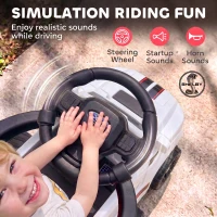 Qaba 3-in-1 Push Car for 1-3, Licensed FORD Shelby Sliding Walking Car with Parent Handle, Canopy, Guardrail, Storage, White(m-6)