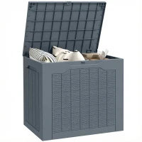 Outsunny 30 Gallon Deck Box, Resin Outdoor Storage Box with Handles, Waterproof and UV Resistant Storage Container, Light Grey(m-9)
