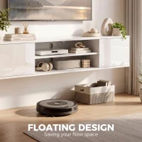 HOMCOM Floating TV Stand Cabinet for TVs up to 60", Wall Mounted TV Unit with Open Shelf, Storage Cupboards, White(m-4)