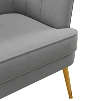 HOMCOM Fabric Armchair, Modern Accent Chair with Gold Metal Legs for Living Room, Bedroom, Home Office, Grey(m-7)