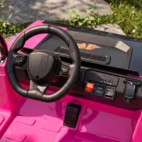 Qaba 24V Kids Golf Cart 2WD 2-Seater with Remote, Soft Start, Rear Suspension, Sunshade, Storage, Gift for 3-6 Years, Pink(m-9)