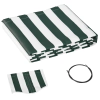 Outsunny 11' x 10' Retractable Awning Fabric Replacement Outdoor Sunshade Canopy Awning Cover, UV Protection, Green and White(m-2)