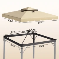 Outsunny Model 84C-051 or 84C-269 10' x 10' Gazebo Replacement Canopy, Beige(m-3)