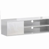 HOMCOM Floating TV Stand Cabinet for TVs up to 60", Wall Mounted TV Unit with Open Shelf, Storage Cupboards, White(m-12)