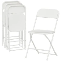 HOMCOM 4 Pack Folding Chairs with Drain Holes, Metal Frame, Portable Lightweight Chairs for Home, Office, White(m-9)