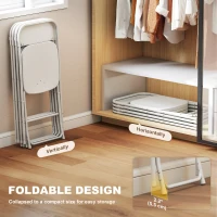 HOMCOM 4 Pack Folding Chairs with Drain Holes, Metal Frame, Portable Lightweight Chairs for Home, Office, White(m-7)
