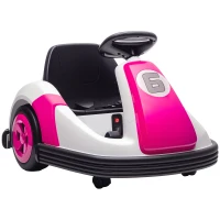 Qaba 6V Bumper Car, Electric Car for Kids with Slow Start, 360° Spin, Music and Horn for 37-72 Months, Pink(m-13)